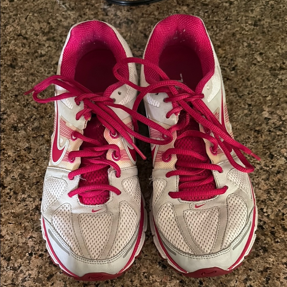 Nike White and Pink Athletic Shoes with Breathable Mesh